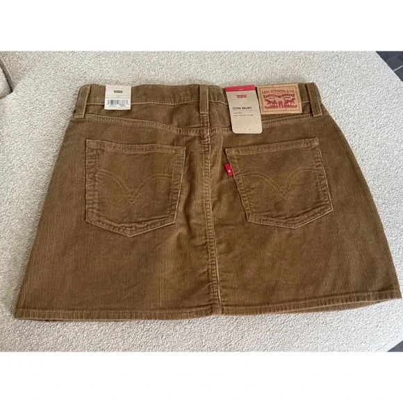 Levi's Icon Skirt Corduroy Brown A Line Button Fly Mini Juniors Size 28 - Picture 9 of 11